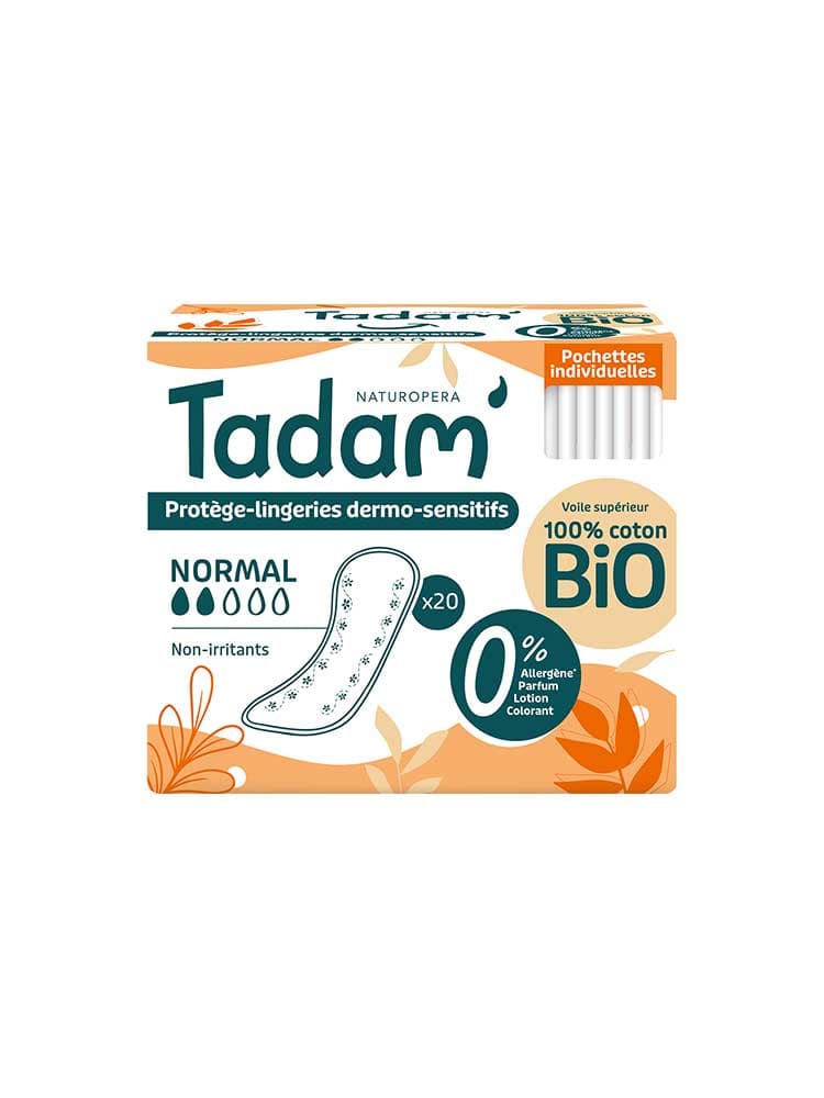 Tadam' Protège-Lingeries Dermo-Sensitifs Normal Pochettes Individuelles 20 Unités
