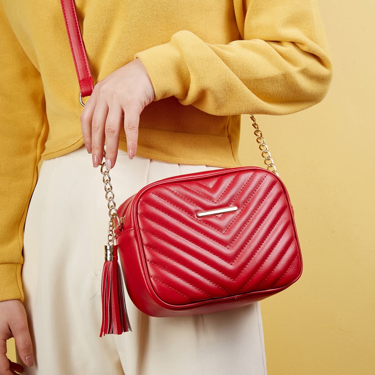 Sac carré imperméable, léger et décontracté avec pompon décoratif à chevrons pour adolescentes, femmes, étudiantes, recrues et cols blancs,
